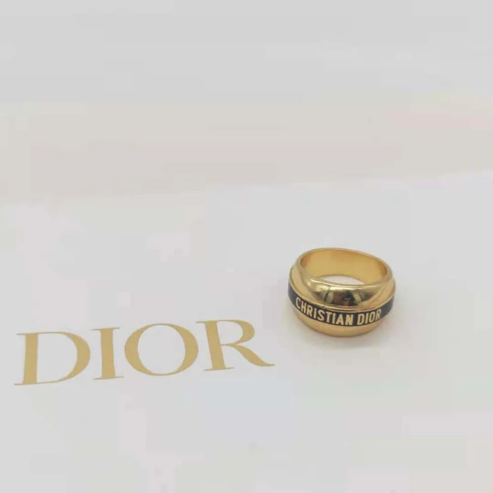 Dior Code Ring Gold-Finish Metal and Black Lacquer for Women