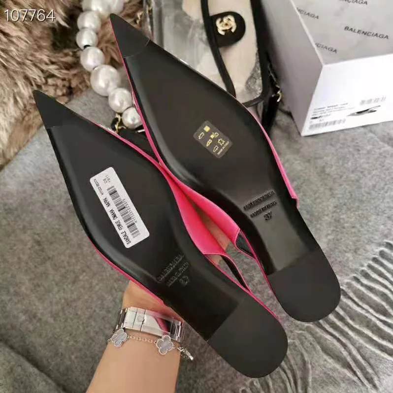 Balenciaga BB Flat Slingback Ballerina Satin 5mm Arch for Women in Rose Balenciaga BB Flat Slingback Ballerina Satin 5mm Arch for Women in Rose