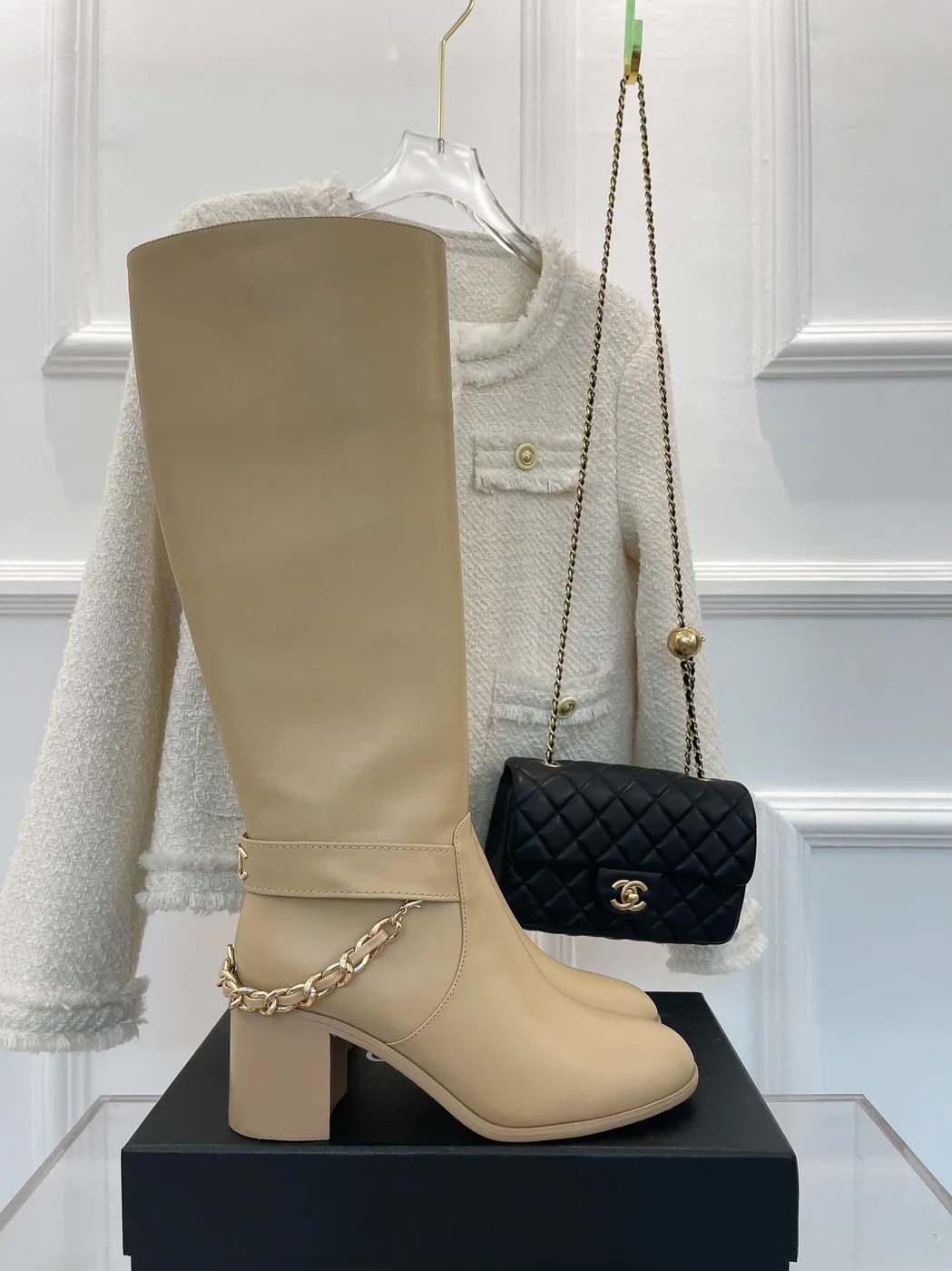 Chanel Lace in Up With Chain Beige / Chanel Lace in Up With Chain Beige /