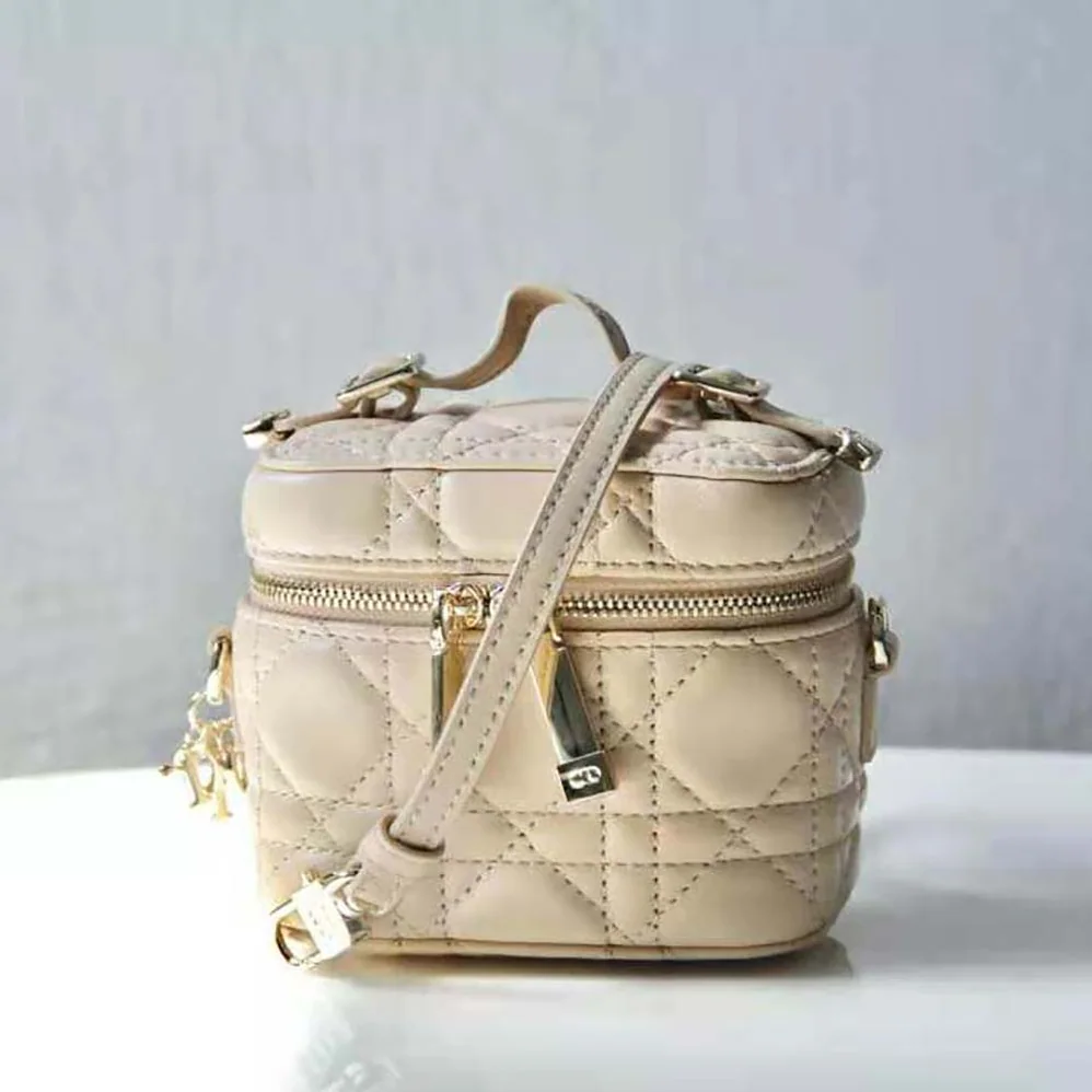 Dior Micro Lady Dior Vanity Case Cannage Lambskin for Women in Beige