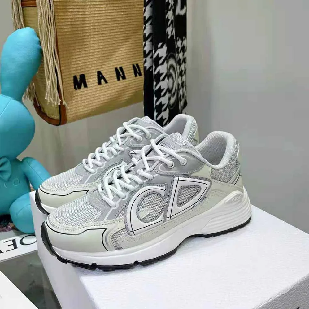 Dior B30 Sneaker Gray Mesh and White Technical Fabric for Men