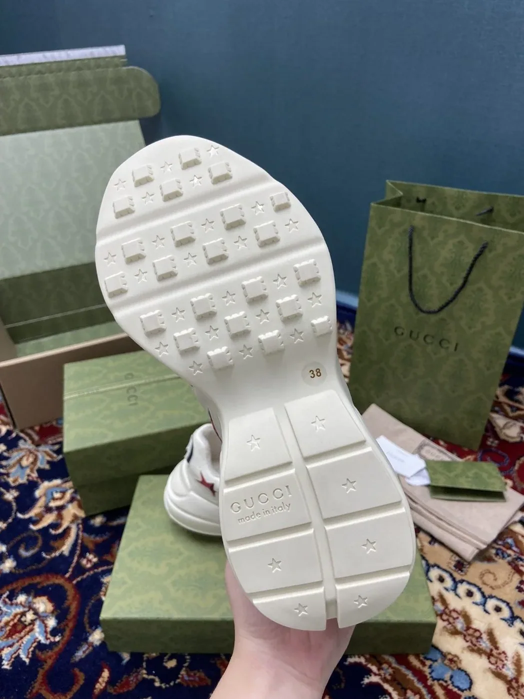 Gucci Rhyton Sneaker With Red Stars White Ivory Gucci Rhyton Sneaker With Red Stars White Ivory