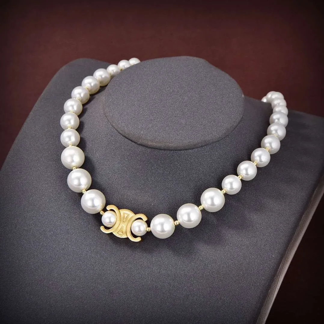 Celine Arc De Triomphe Reclous Necklace White