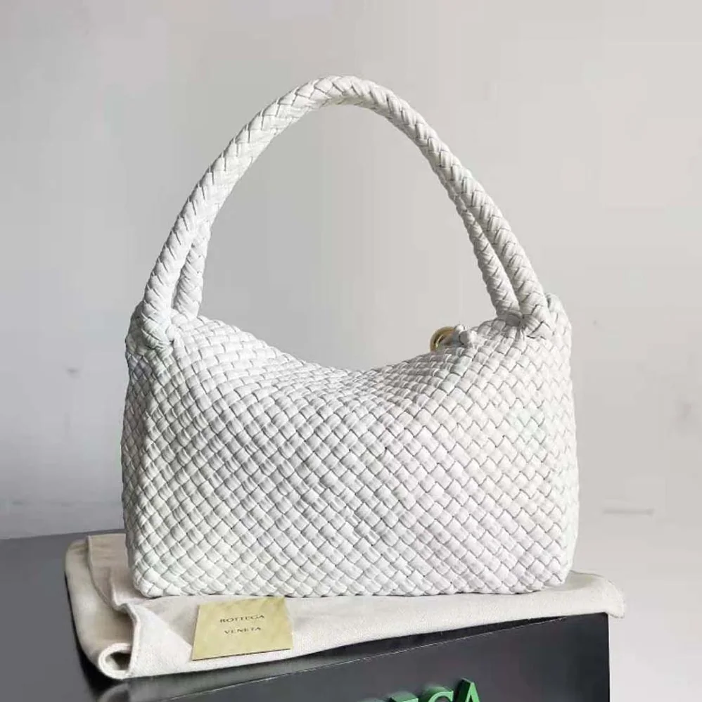 Bottega Veneta Tosca Shoulder Bag with Metallic Sphere Closure Woven for Women in White