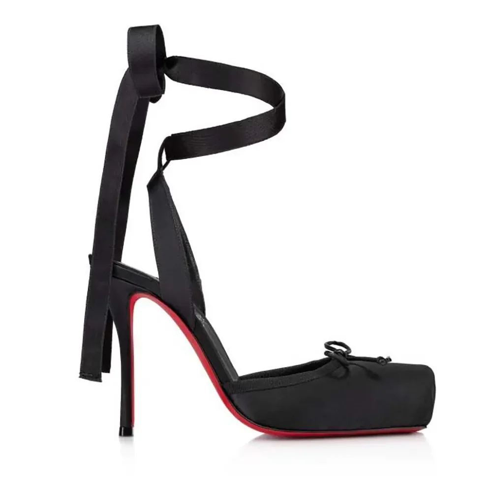 Christian Louboutin Cassia Lace Up 100 mm Strappy Pumps for Women in Black