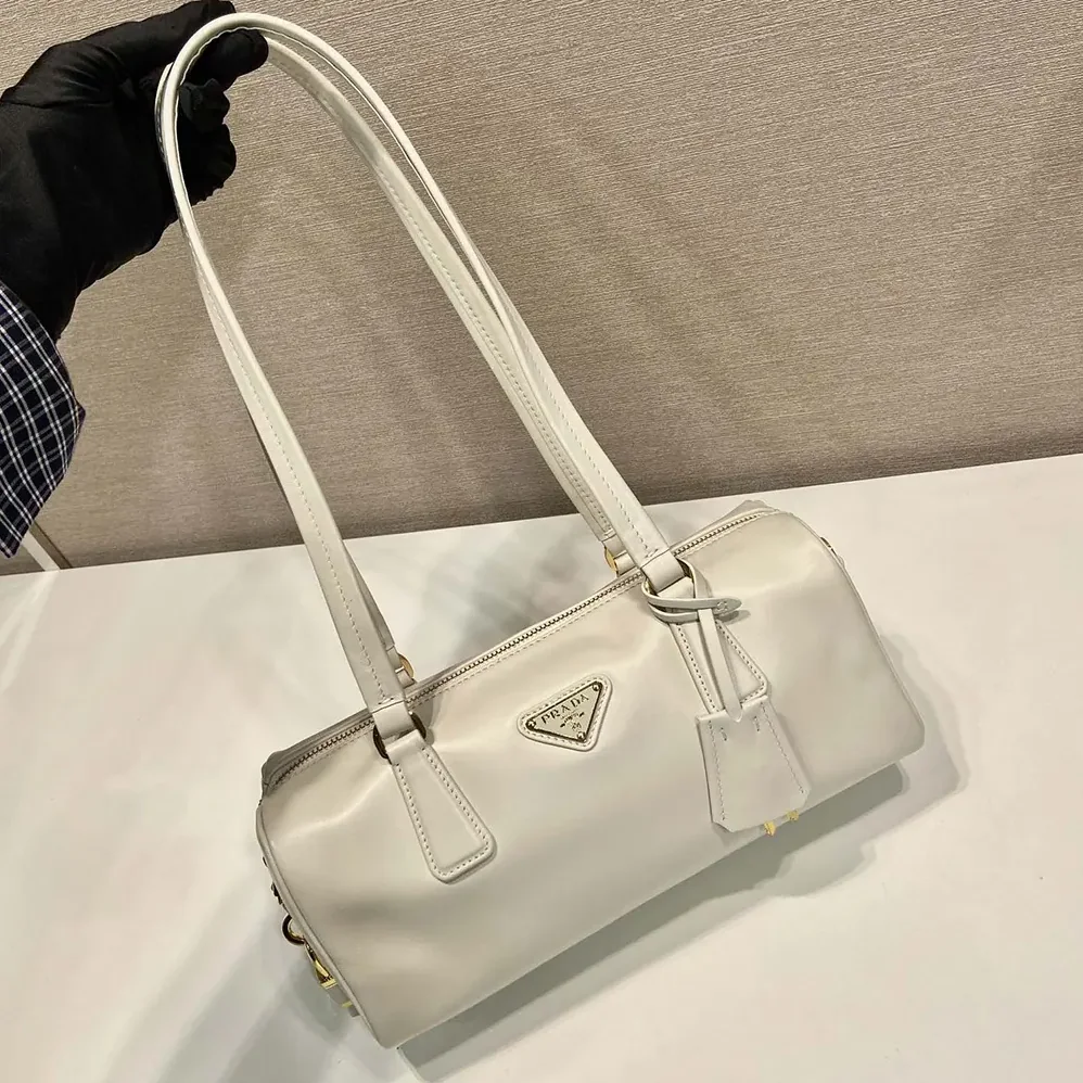Prada Medium Leather Top-handle Bag with Padlock for Women in White Prada Medium Leather Top-handle Bag with Padlock for Women in White