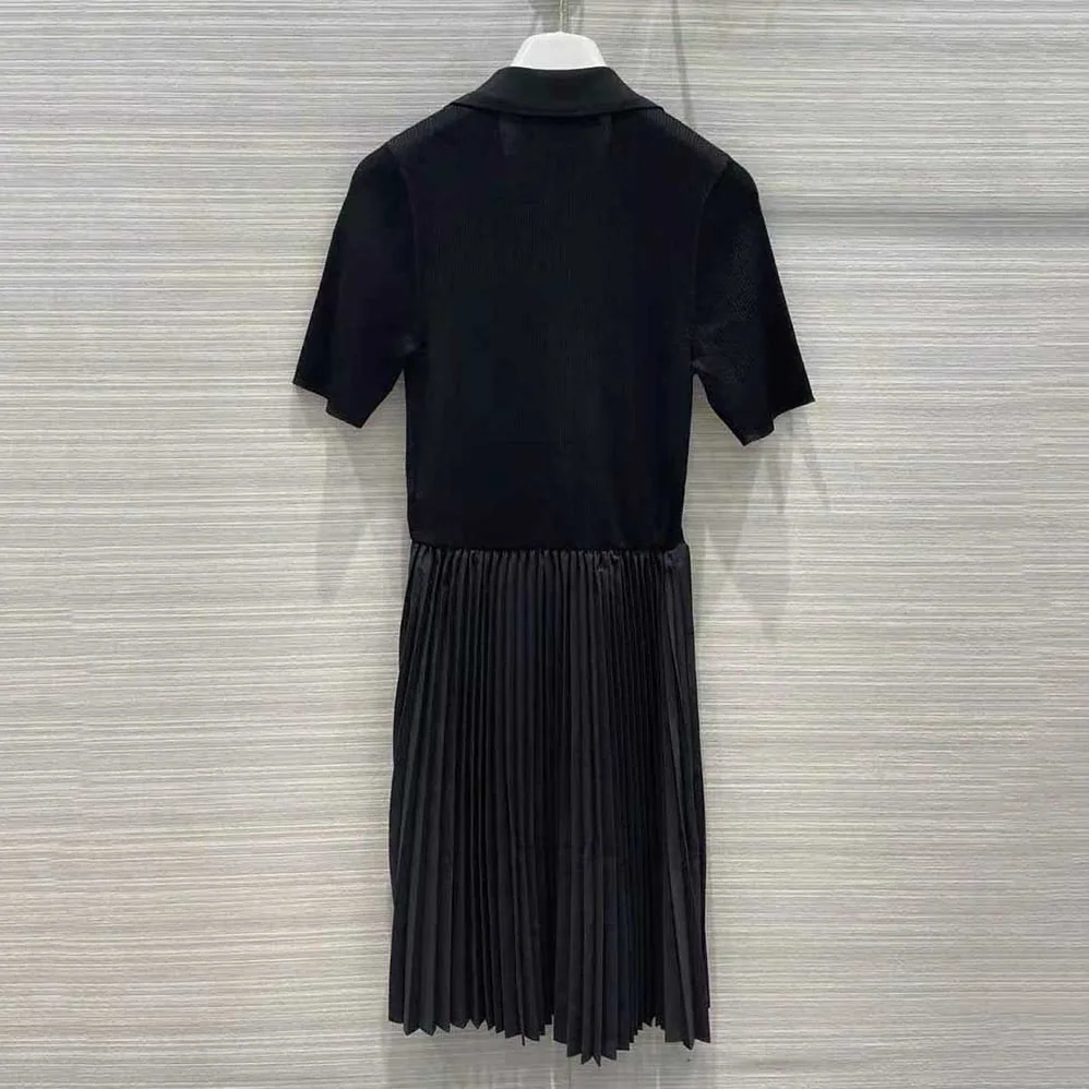 Prada Crepe DE Chine and Knit Dress for Women in Black Prada Crepe DE Chine and Knit Dress for Women in Black