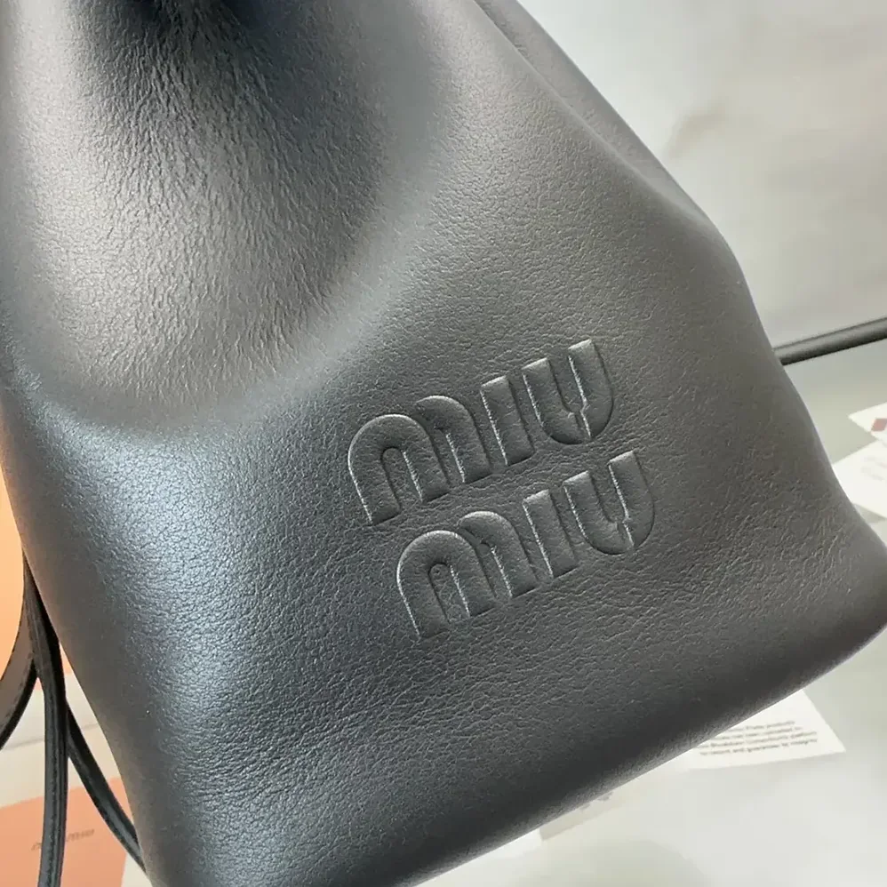 Miu Miu Leather Bucket Bag-Black 5BE090_2CRM_F0002_V_OOO for Women Miu Miu Leather Bucket Bag-Black 5BE090_2CRM_F0002_V_OOO for Women