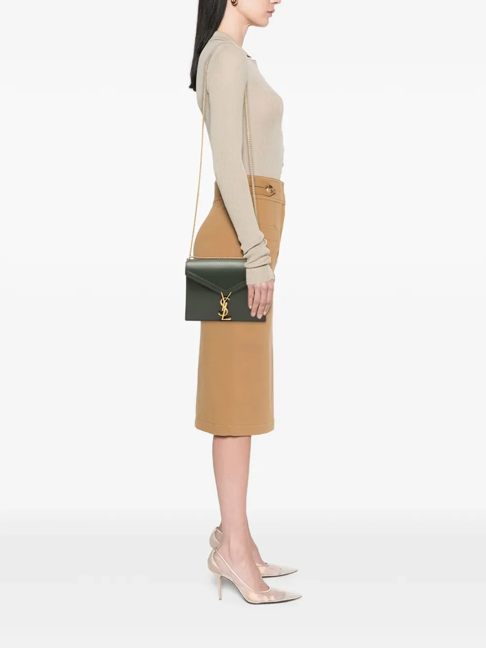Saint Laurent Cassandra Medium Shoulder Bag in Green Gold Hardware Saint Laurent Cassandra Medium Shoulder Bag in Green Gold Hardware