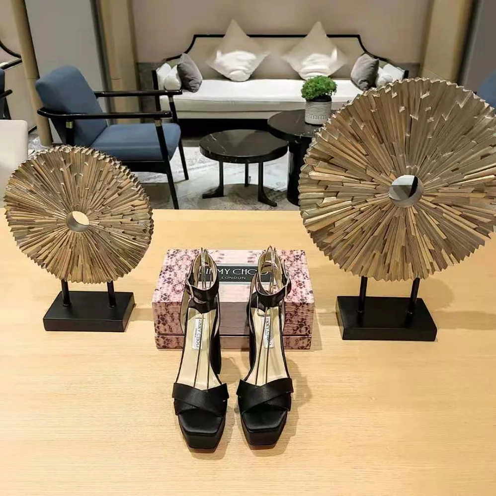 Jimmy Choo Gaia 140 Black Satin Platform Sandals for Women Jimmy Choo Gaia 140 Black Satin Platform Sandals for Women