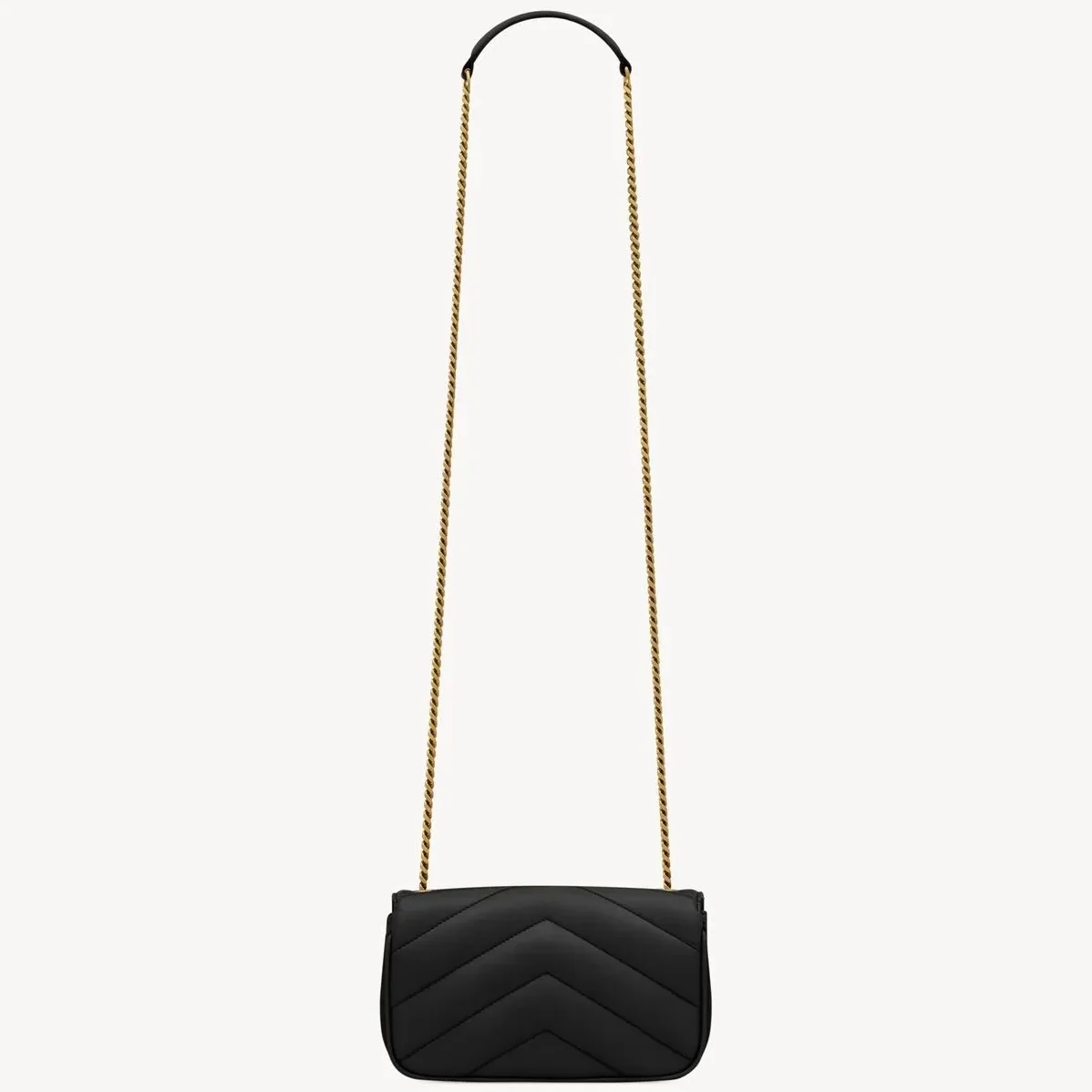 Saint Laurent Loulou Mini Shoulder Bag in Black Gold Hardware