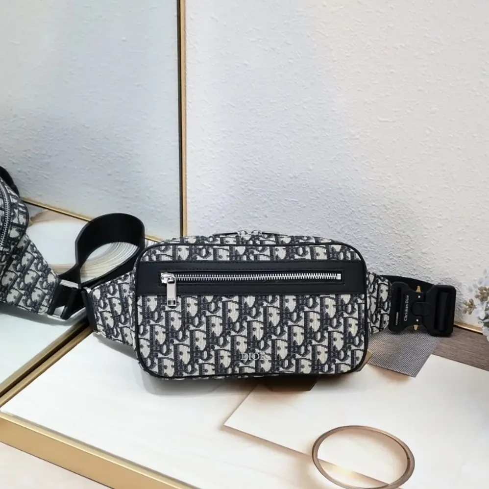 Dior Safari Belt Bag Beige and Black Dior Oblique Jacquard for Men