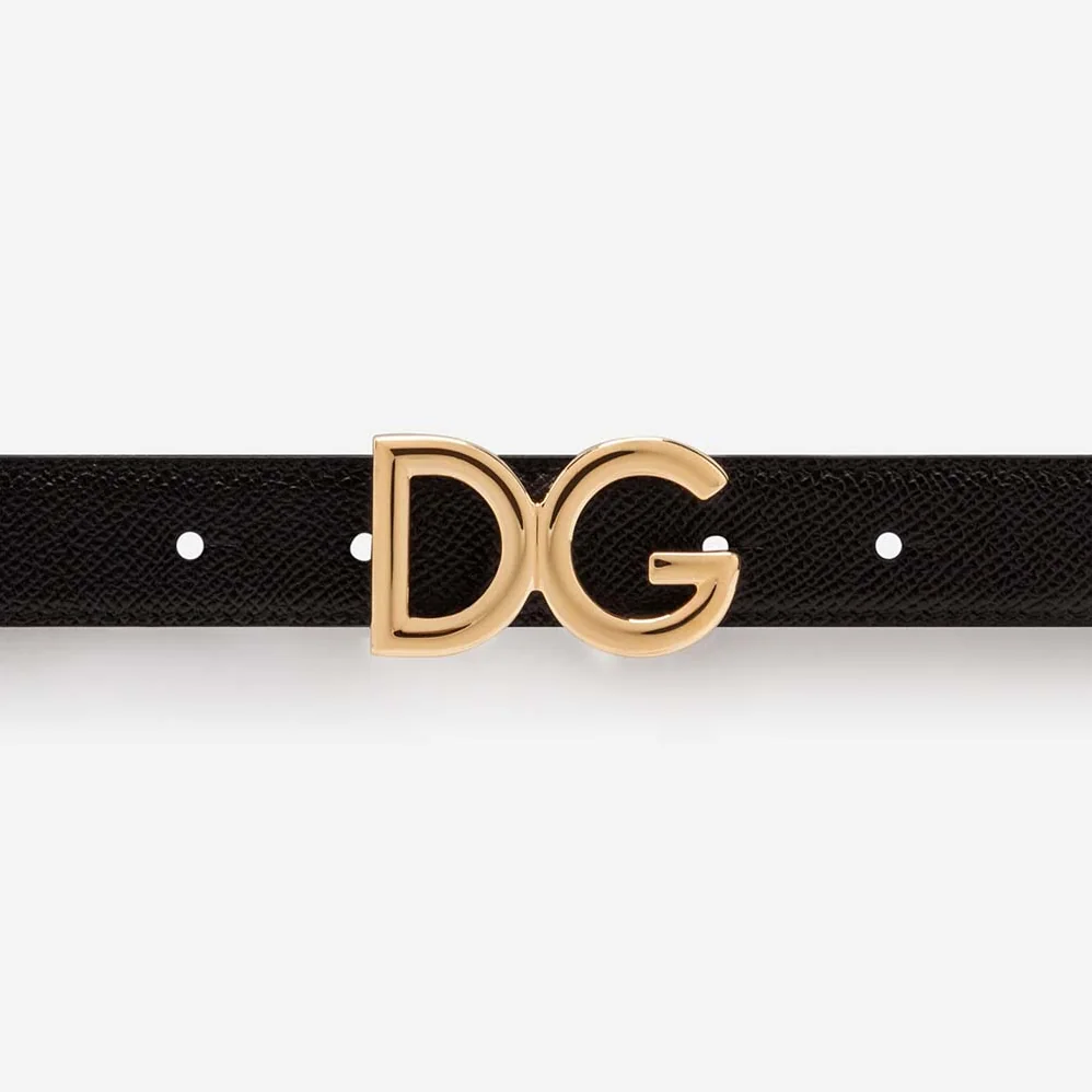 Dolce Gabbana D&G Dauphine Calfskin Belt for Women in Black Dolce Gabbana D&G Dauphine Calfskin Belt for Women in Black