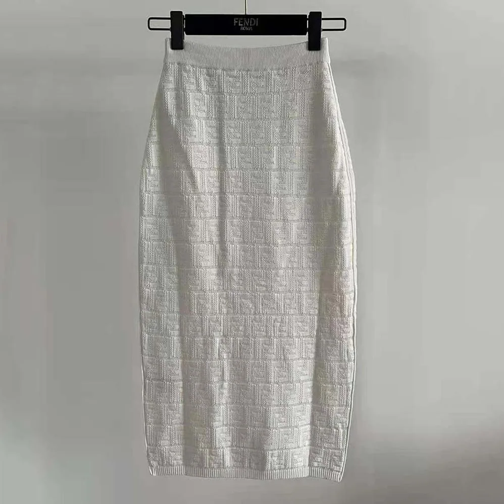 Fendi White Viscose Suit with Thin Shoulder Straps and High for Women in Waisted Pencil Skirt Fendi White Viscose Suit with Thin Shoulder Straps and High for Women in Waisted Pencil Skirt