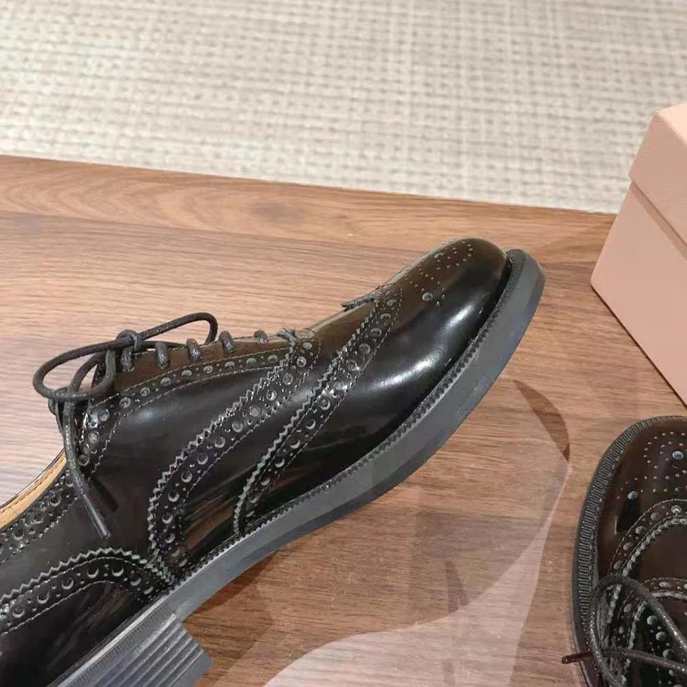 Miu Miu Church's X Miu Miu Brushed Leather Oxford Brogue Shoes for Women Miu Miu Church's X Miu Miu Brushed Leather Oxford Brogue Shoes for Women