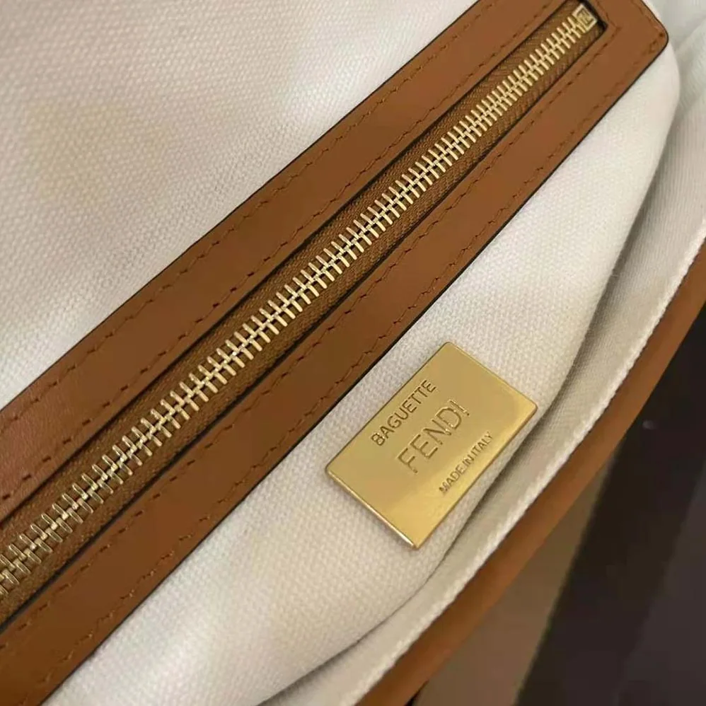Fendi Baguette White Canvas FF Bag for Women Fendi Baguette White Canvas FF Bag for Women