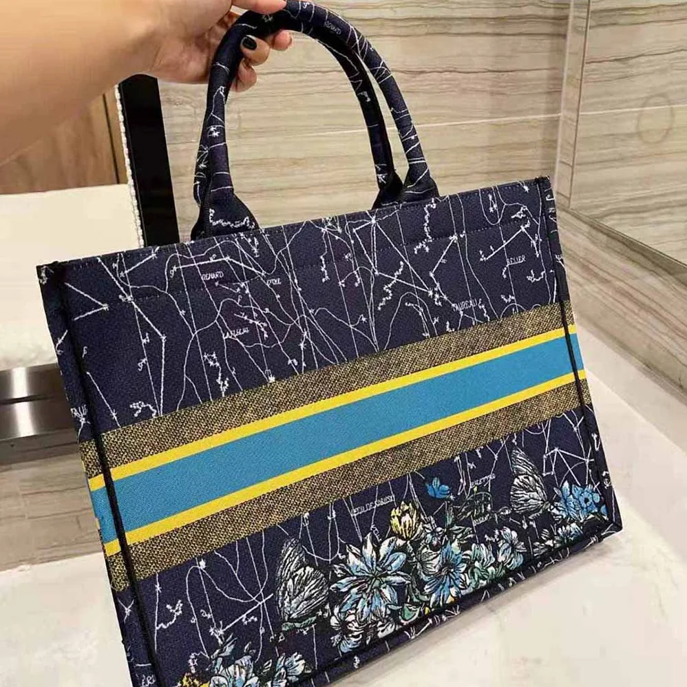 Dior Small Dior Book Tote Blue Dior Constellation Embroidery for Women