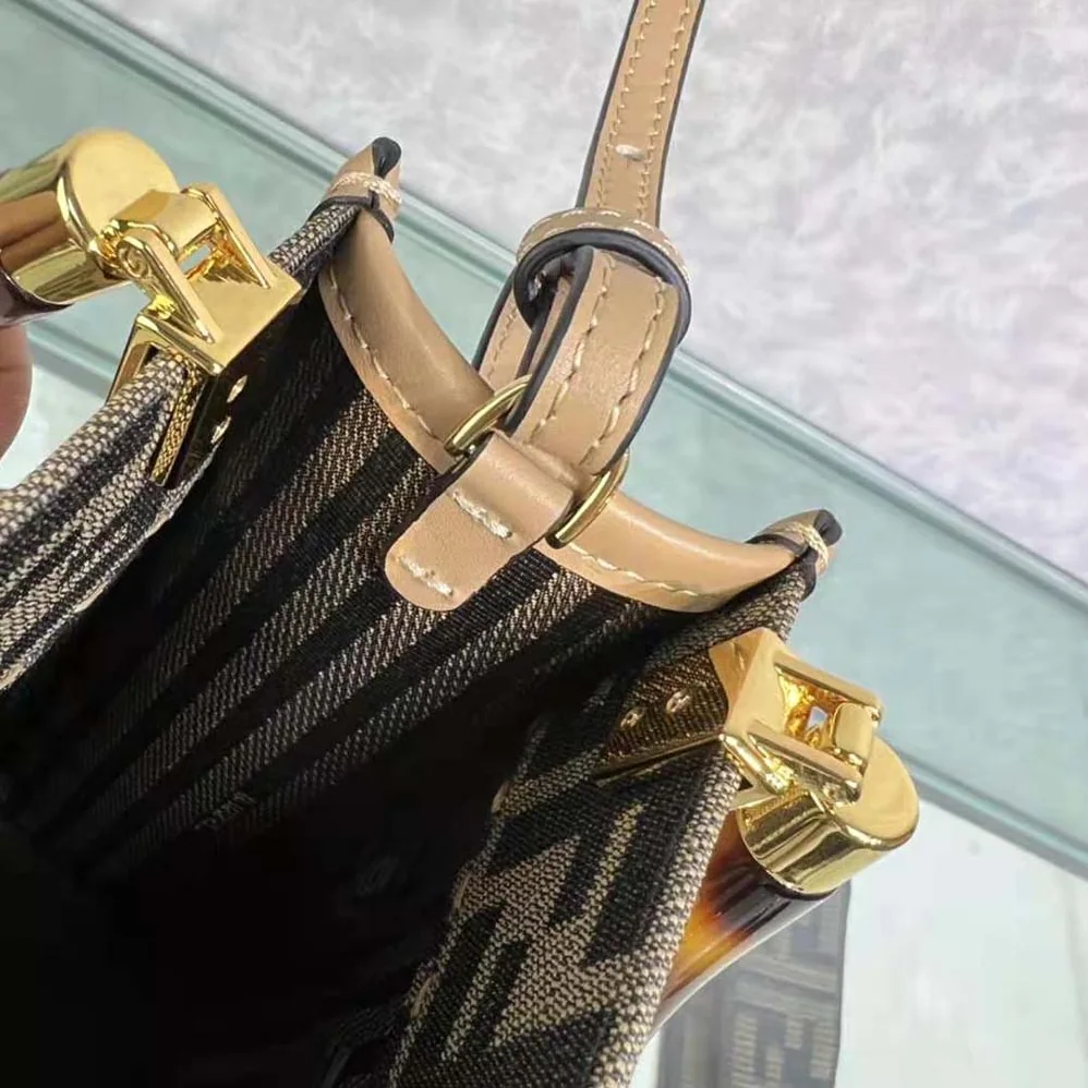 Fendi Mini Sunshine Shopper Brown FF Fabric Mini for Women in Bag Fendi Mini Sunshine Shopper Brown FF Fabric Mini for Women in Bag