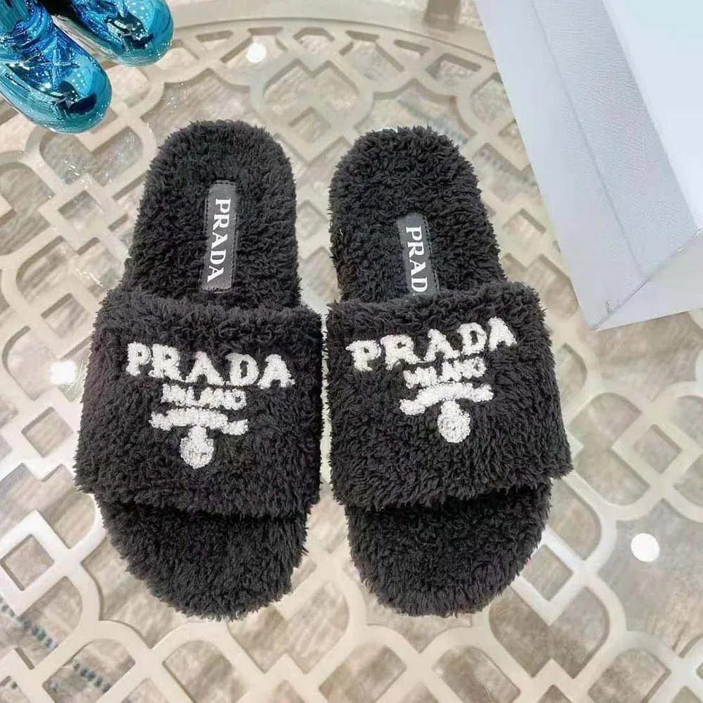 Prada Terry Cloth Slides for Women in Black Prada Terry Cloth Slides for Women in Black