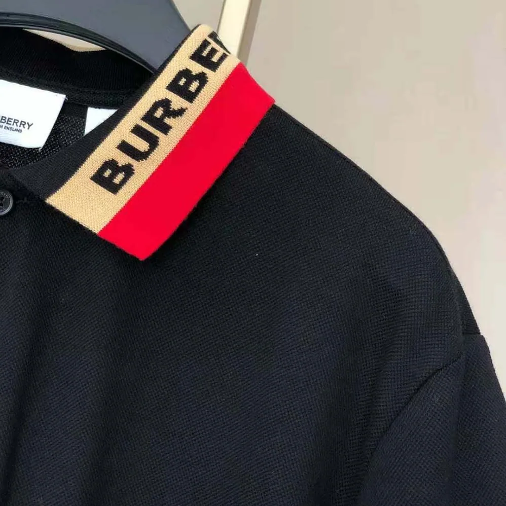 Burberry Logo Detail Cotton Pique Polo Shirt for Men in Black Burberry Logo Detail Cotton Pique Polo Shirt for Men in Black