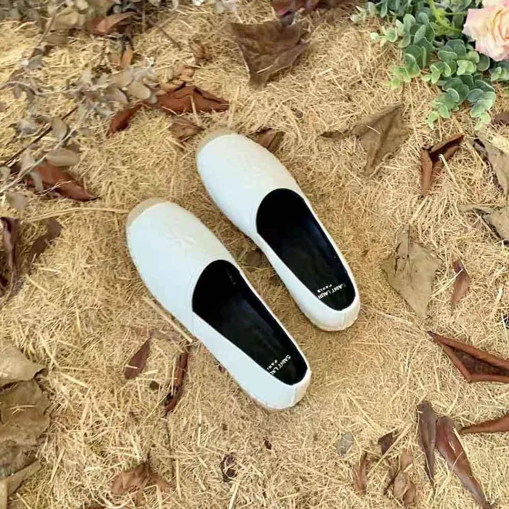 Saint Laurent YSL Monogram Espadrilles in Lambskin for Women in White