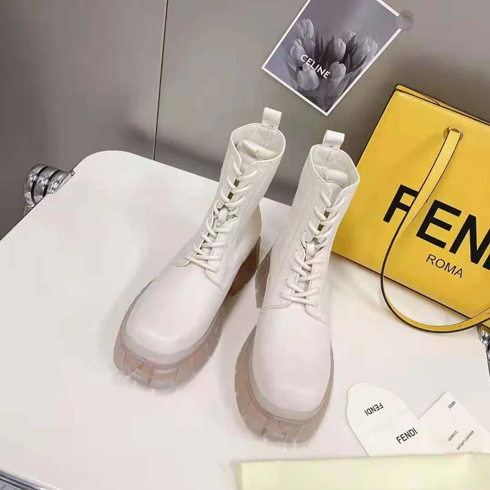 Fendi Force Beige Leather Ankle Boots for Women Fendi Force Beige Leather Ankle Boots for Women