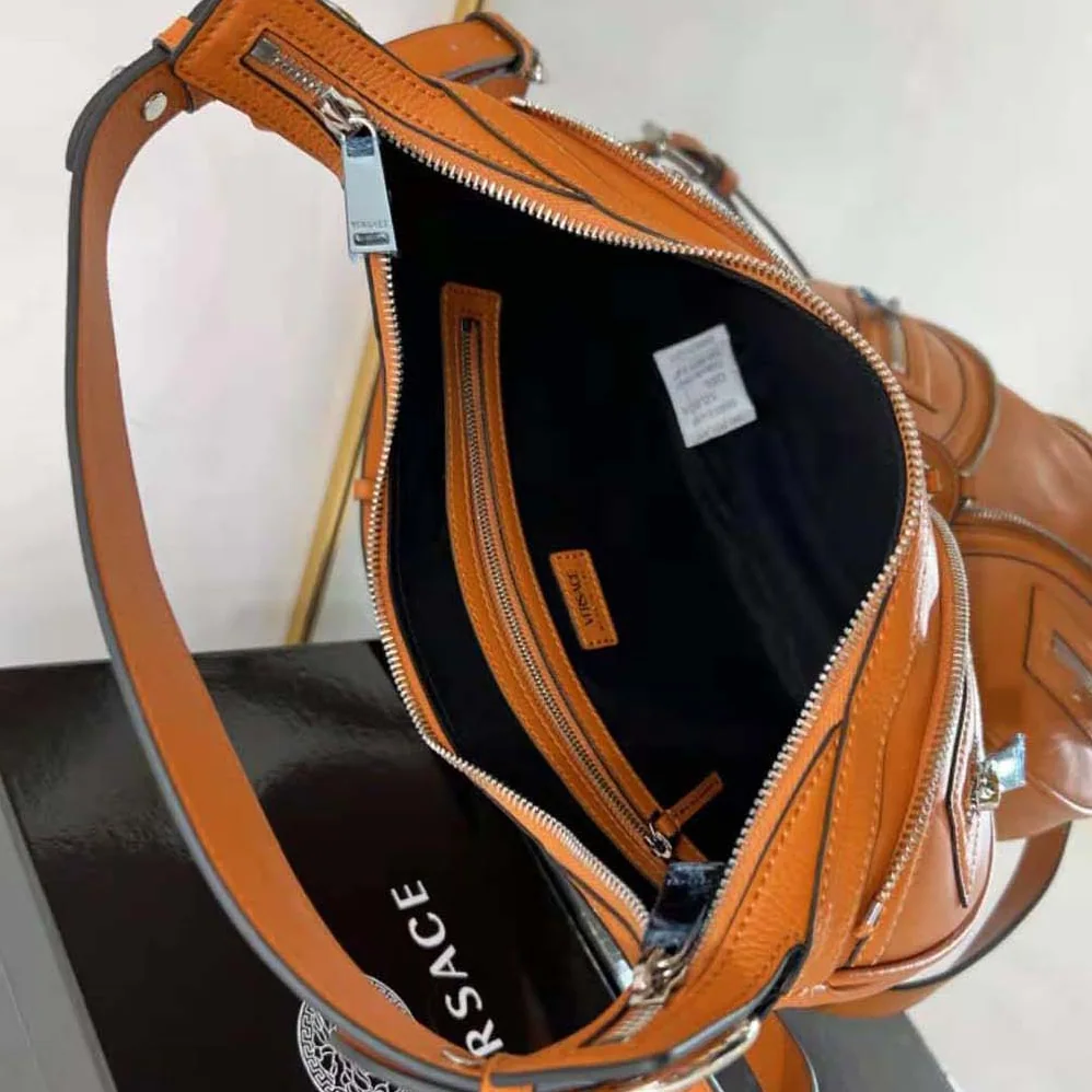 Versace Repeat Small Hobo Bag for Women in Orange Versace Repeat Small Hobo Bag for Women in Orange