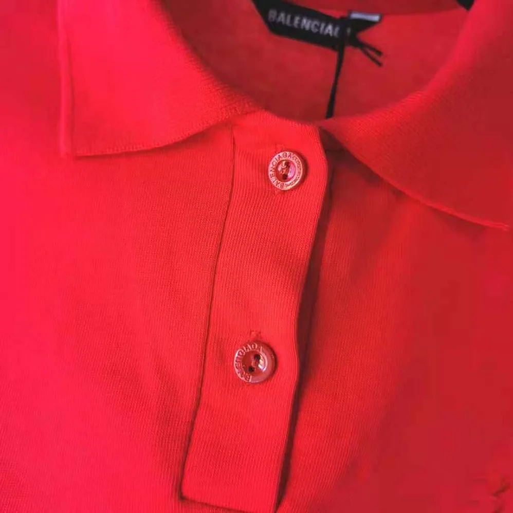 Balenciaga Patchwork Polo in Raspberry for Women in White Balenciaga Patchwork Polo in Raspberry for Women in White