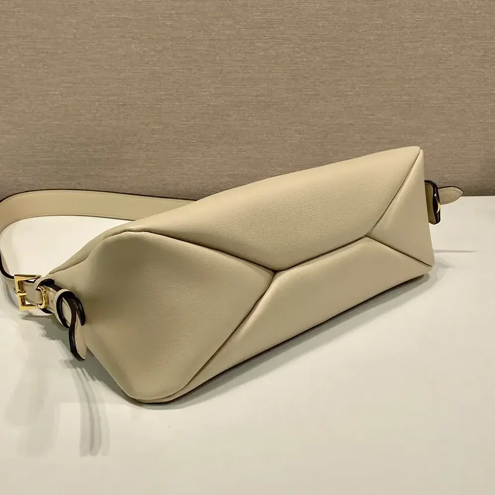 Prada Aimée Medium Leather Shoulder Bag for Women in Sandy Prada Aimée Medium Leather Shoulder Bag for Women in Sandy