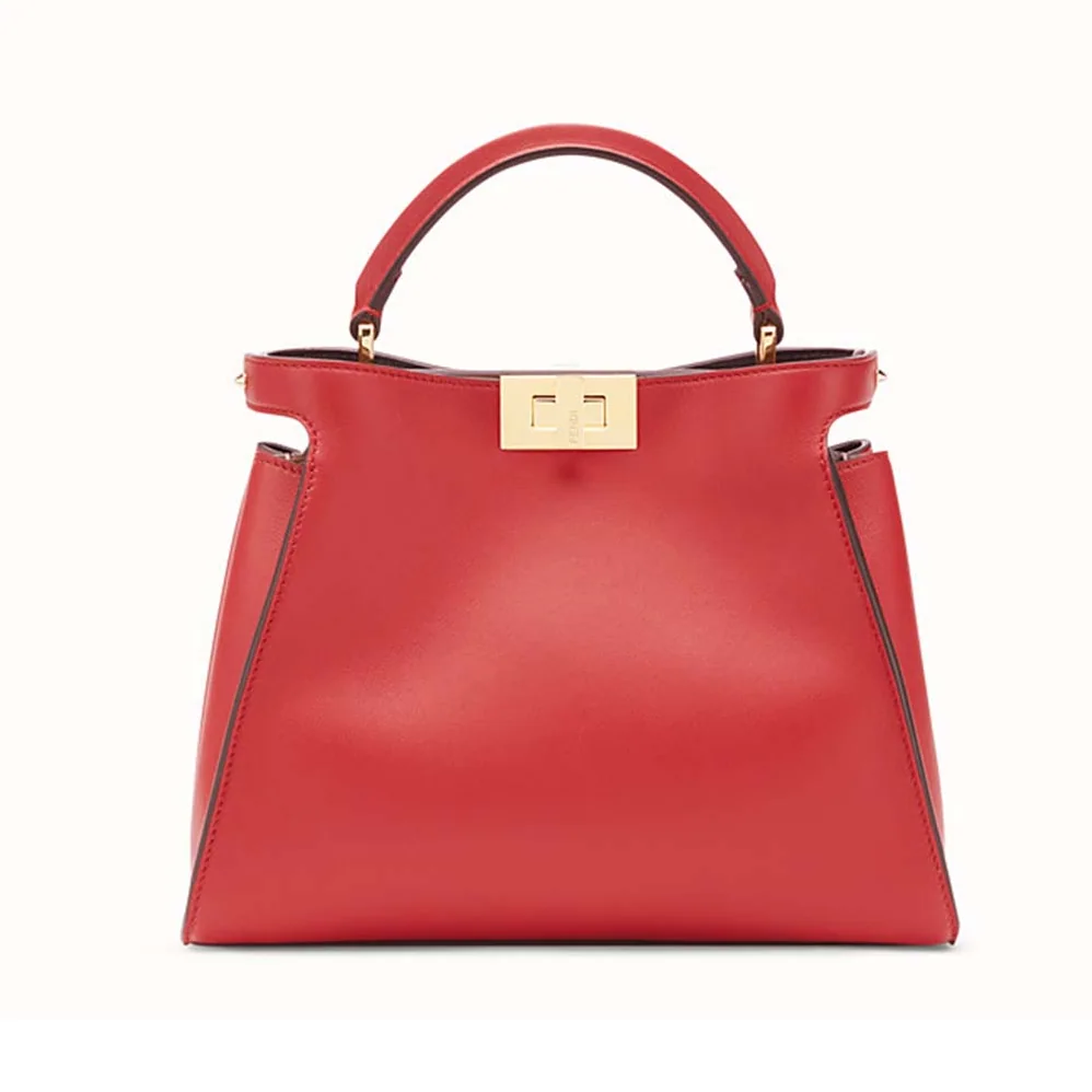 Fendi Peekaboo Essentially Bag in Calfskin Leather for Women in Red