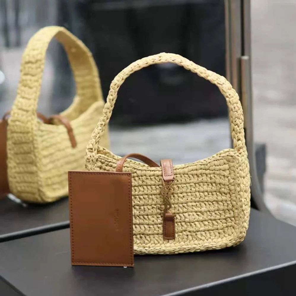 Saint Laurent YSL Le 5 à 7 Mini in Raffia for Women in Natural