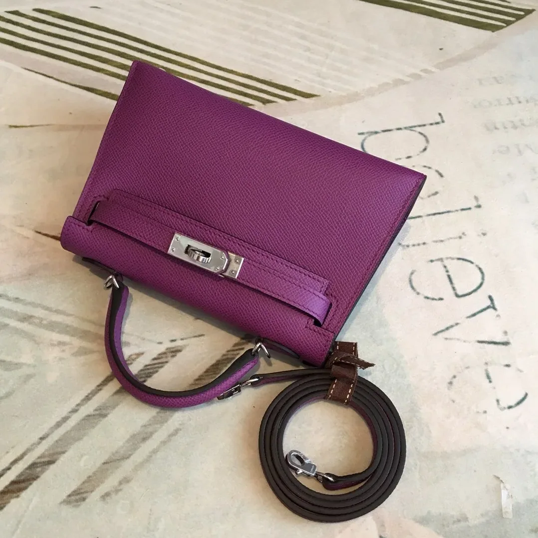Hermes Mini Kelly Violet Silver Toned Hardware / Hermes Mini Kelly Violet Silver Toned Hardware /