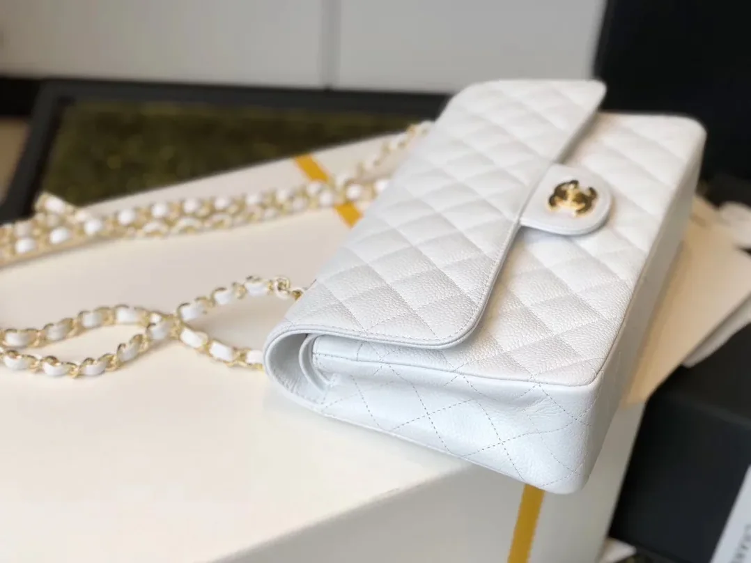 Chanel Classic Double Flap Bag Medium Crossbody in White Golden Hardware Chanel Classic Double Flap Bag Medium Crossbody in White Golden Hardware