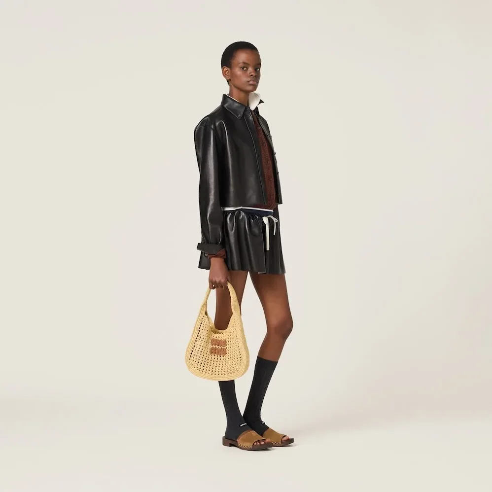 Miu Miu Raffia-Effect Woven Hobo Bag Beige / - 5BC164_ADO1_F0A5T_V_OOO Miu Miu Raffia-Effect Woven Hobo Bag Beige / - 5BC164_ADO1_F0A5T_V_OOO