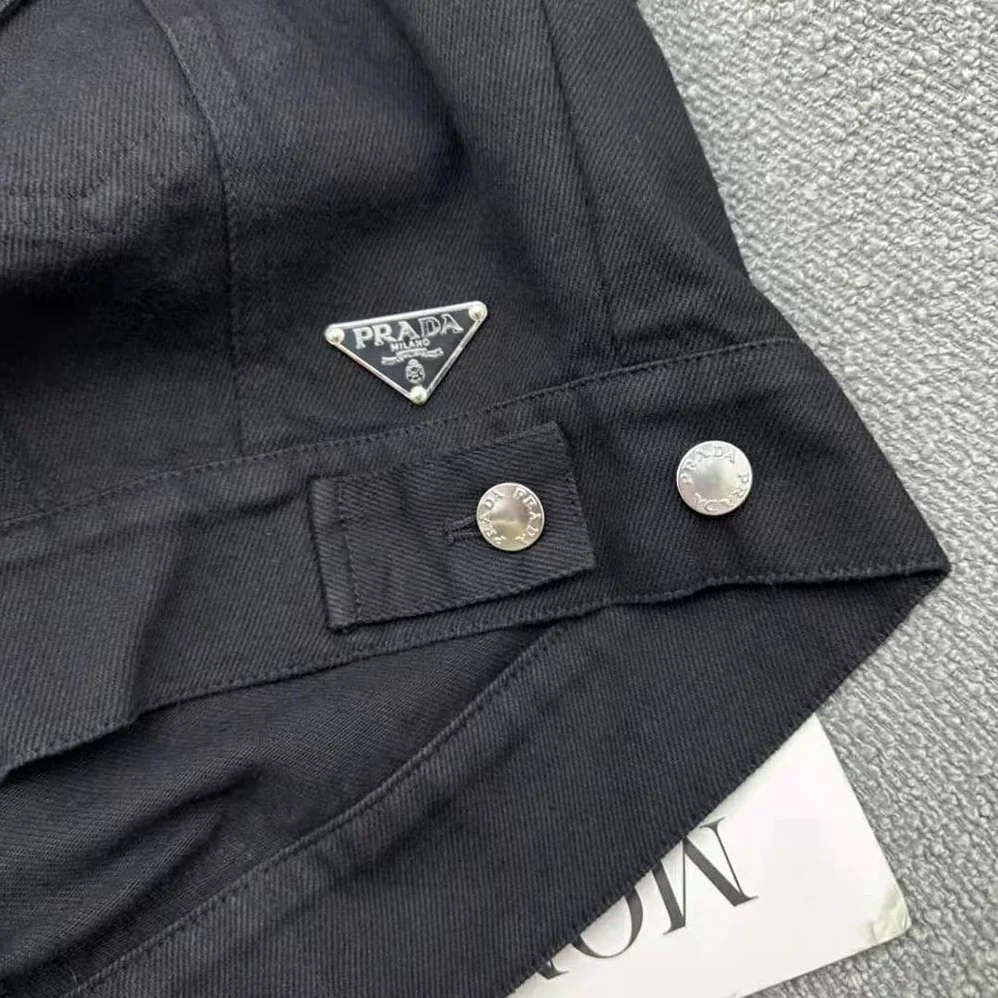 Prada Stretch Denim Vest with Triangle Logo for Women Prada Stretch Denim Vest with Triangle Logo for Women