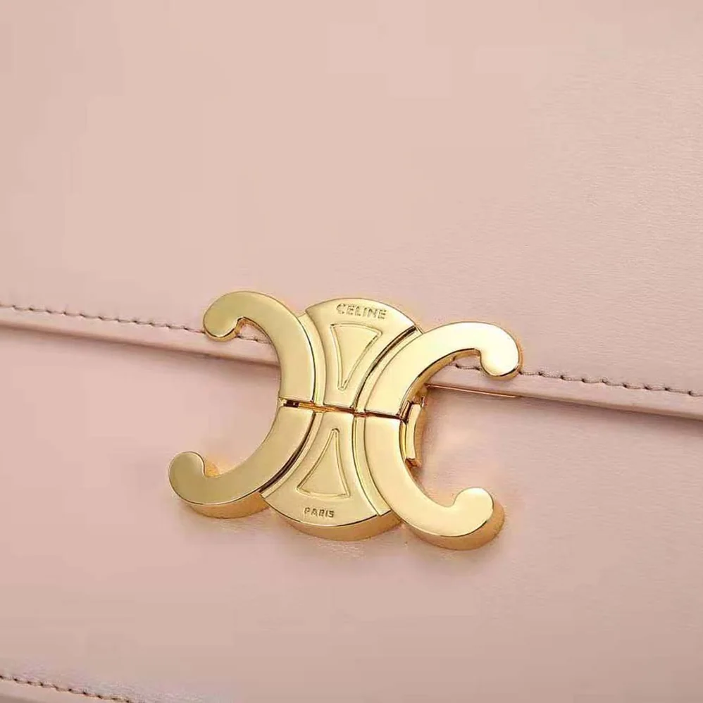 Celine Medium Triomphe Bag in Shiny Calfskin for Women in Sandy