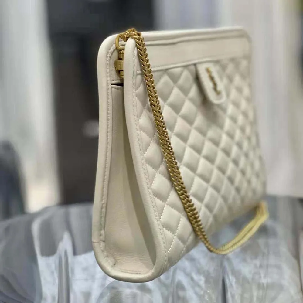 Saint Laurent YSL Victoire Baby Clutch in Leather for Women in White Saint Laurent YSL Victoire Baby Clutch in Leather for Women in White