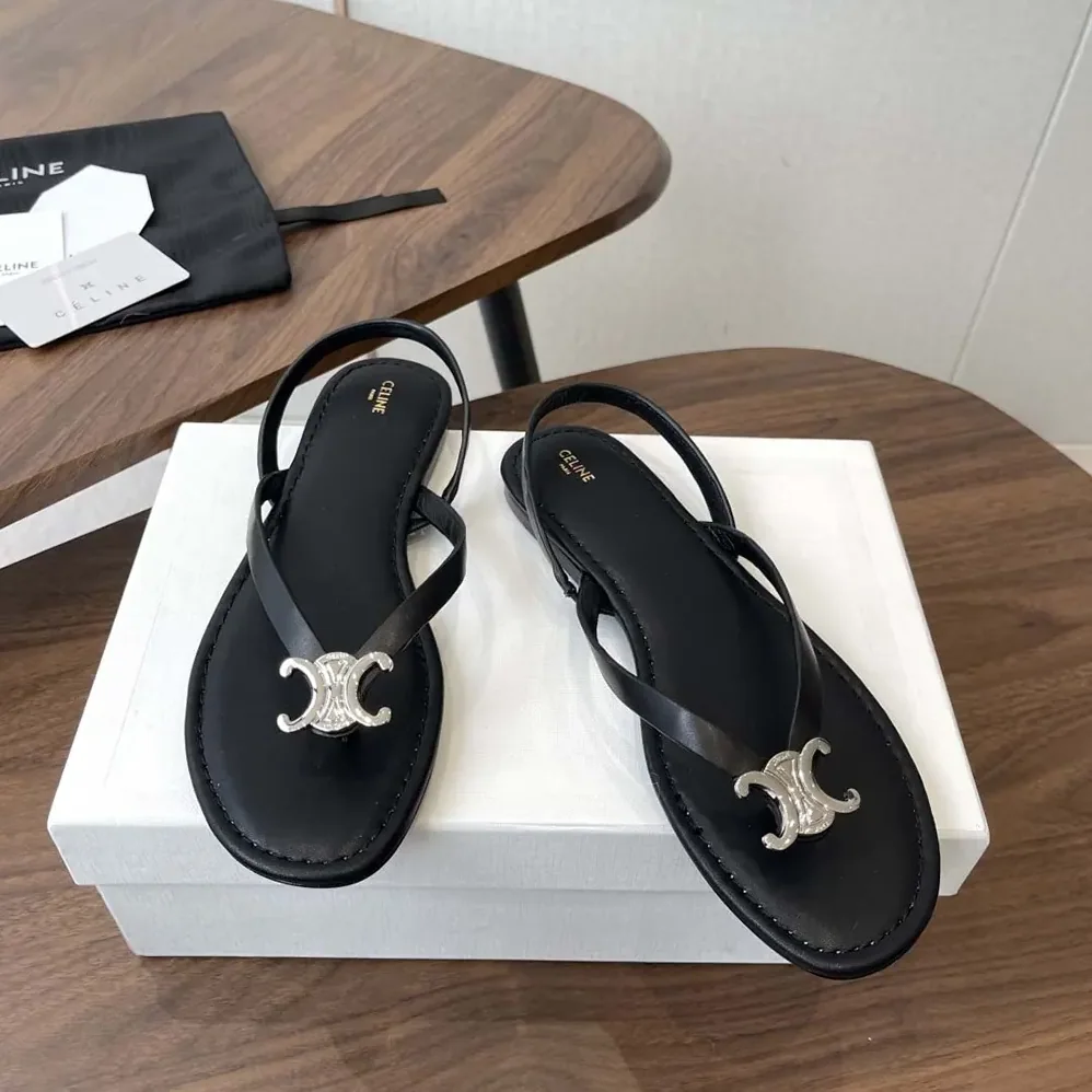Celine Biki Sandal in Calfskin for Women in Black Celine Biki Sandal in Calfskin for Women in Black