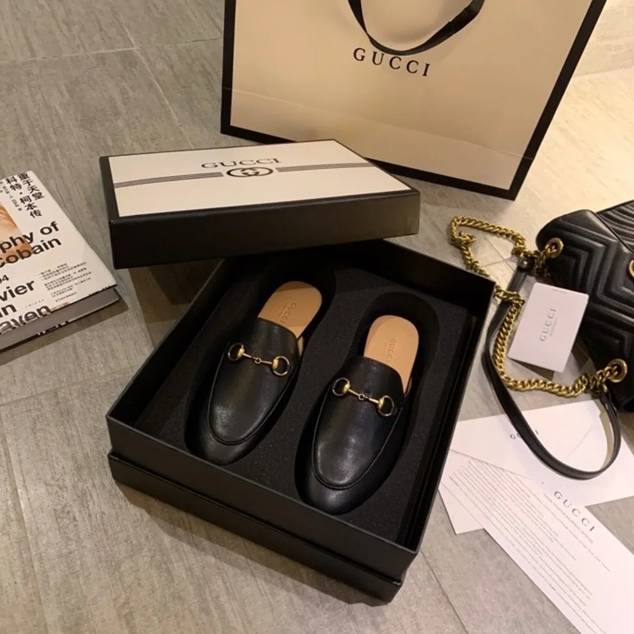 Gucci Princetown Slipper Black GG Gucci Princetown Slipper Black GG