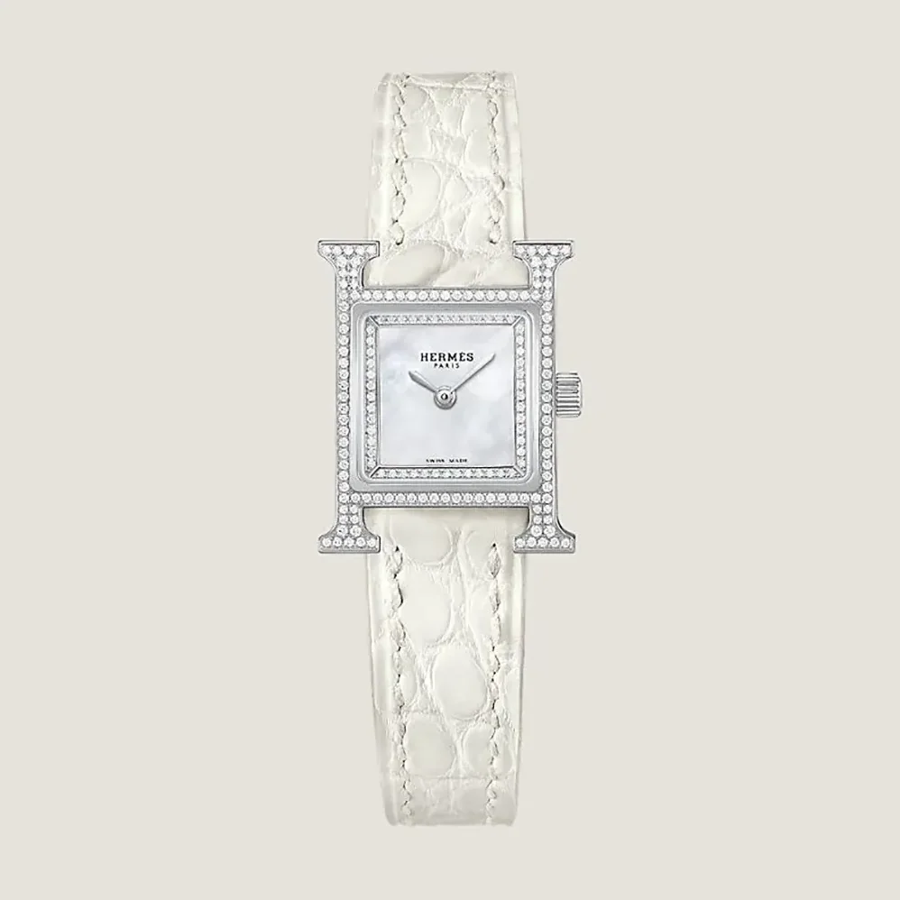 Hermes Heure H Watch Mini Model 21 mm for Women in White Hermes Heure H Watch Mini Model 21 mm for Women in White