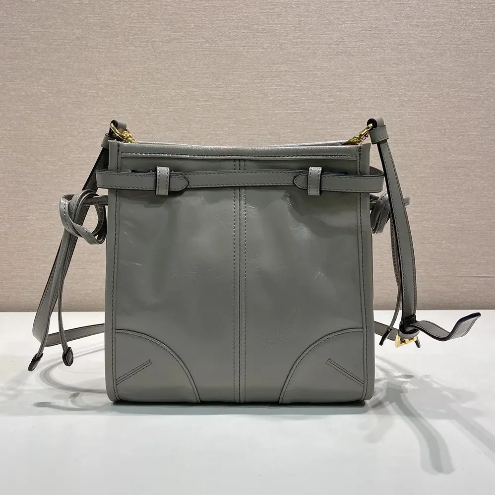 Prada Bonnie Leather Mini Shoulder Bag for Women in Gray
