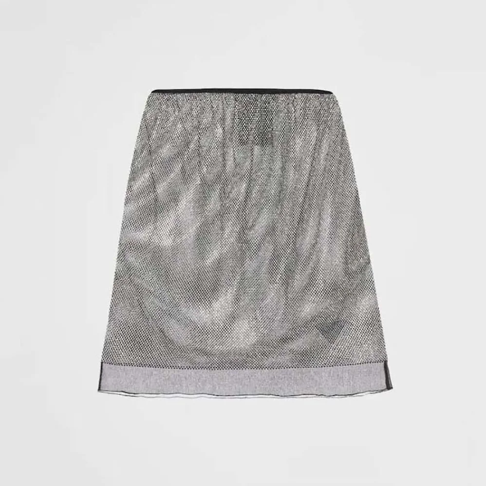 Prada Chiffon Mini Skirt with Micro Studs for Women in Black