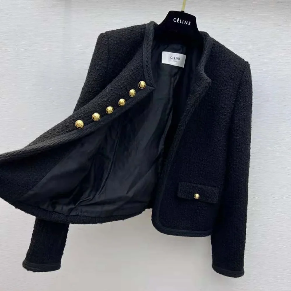 Celine Chasseur Jacket in Bouclette Natté for Women in Black Celine Chasseur Jacket in Bouclette Natté for Women in Black