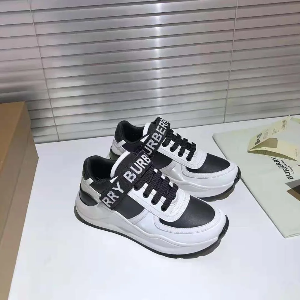 Burberry Logo Detail Leather and Nylon Sneakers for Unisex in Black Burberry Logo Detail Leather and Nylon Sneakers for Unisex in Black