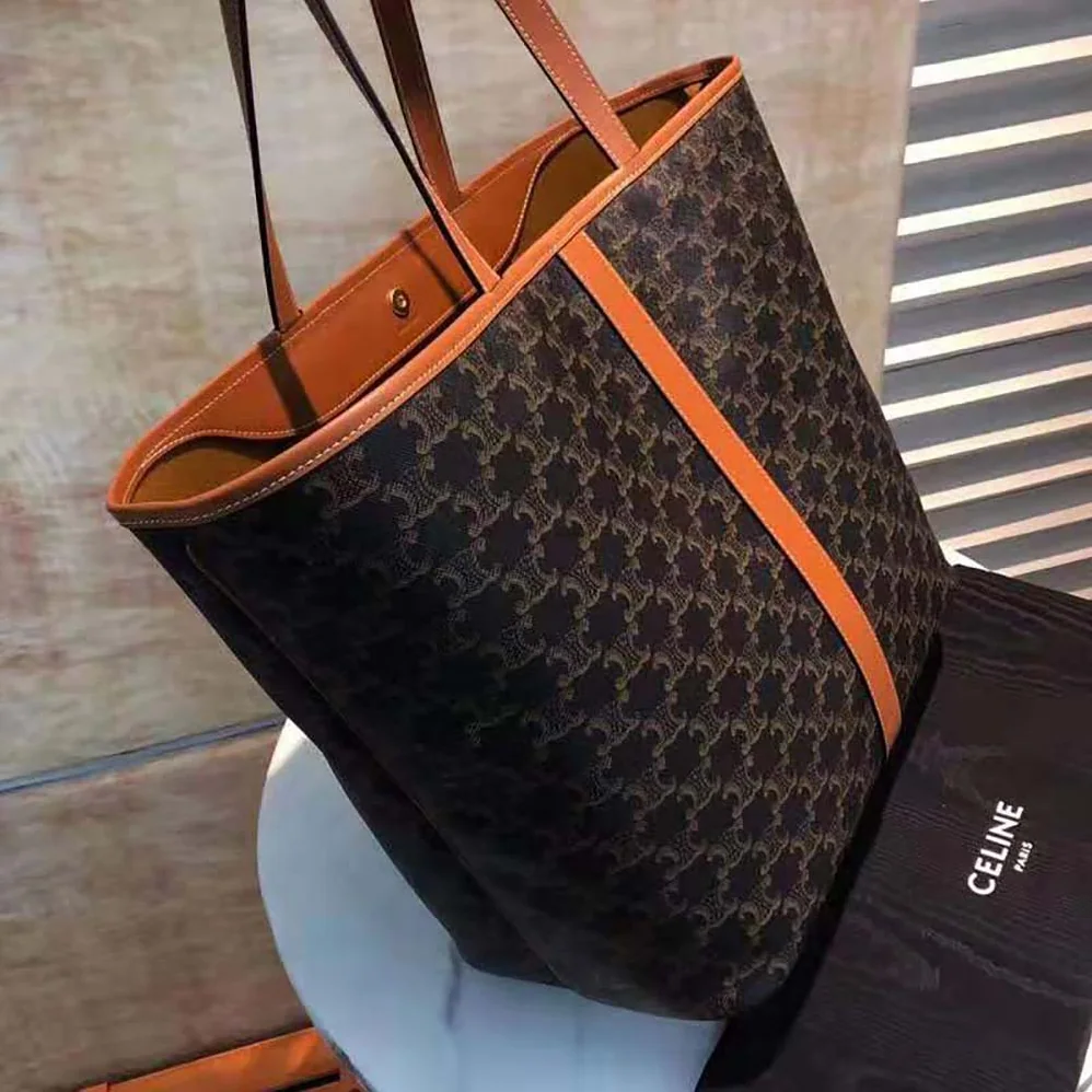 Celine Medium Cabas in Triomphe Canvas for Women in Brown