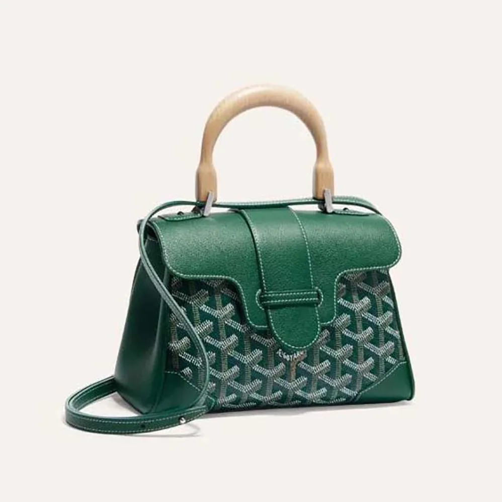 Goyard Sac Saïgon Souple Mini in Toile Goyardine & Chevroches Calfskin for Women in Green Goyard Sac Saïgon Souple Mini in Toile Goyardine & Chevroches Calfskin for Women in Green