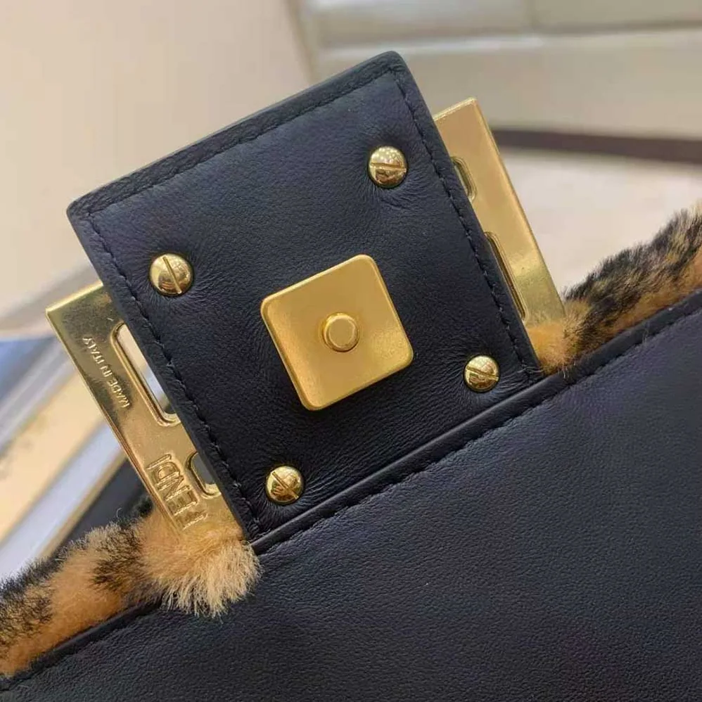 Fendi Mini Baguette Brown Sheepskin Bag for Women Fendi Mini Baguette Brown Sheepskin Bag for Women