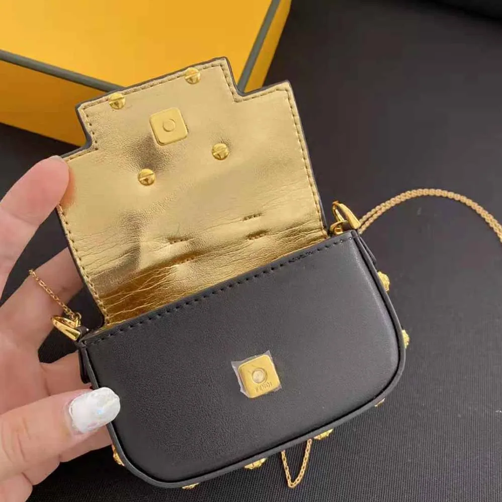 Fendi Nano Baguette Charm Fendace Black Leather Charm for Women