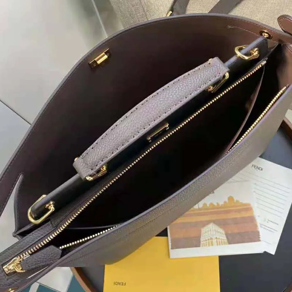 Fendi Peekaboo Iconic Essential Brown Leather Bag for Men