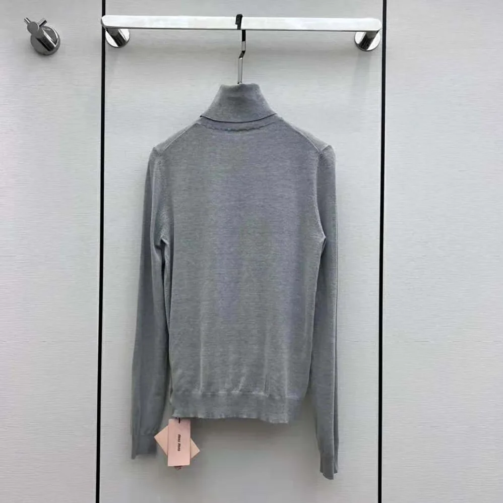 Miu Miu Cashmere and Silk Sweater with Intarsia Logo for Women